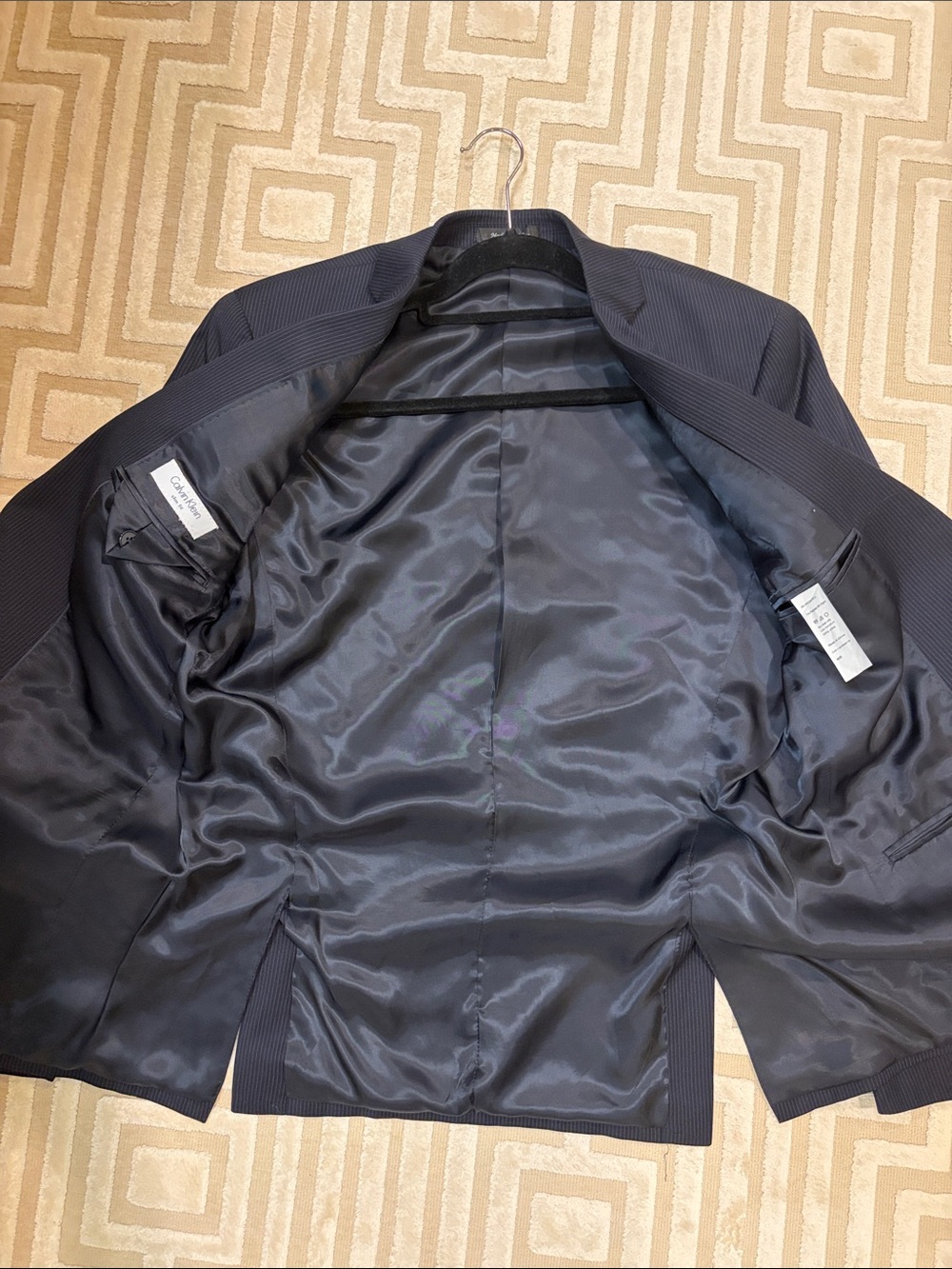 Calvin Klein Navy Pinstripe Two-Button Suit Jacket - Picture 4 of 6